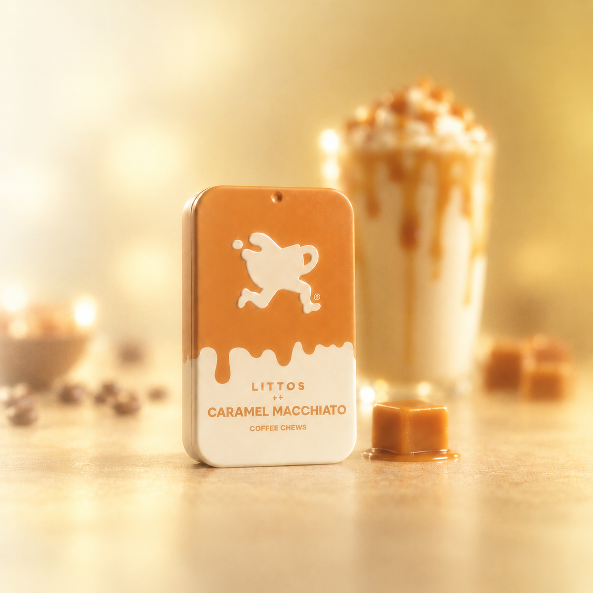 Littos Caramel Macchiato Coffee Chews portable coffee lifestyle image